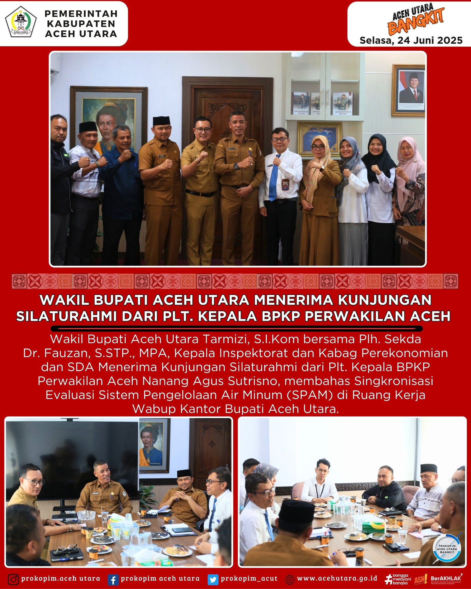 Wakil Bupati Aceh Utara Menerima Kunjungan Silaturahmi dari PLT. Kepala BPKP Perwakilan Aceh