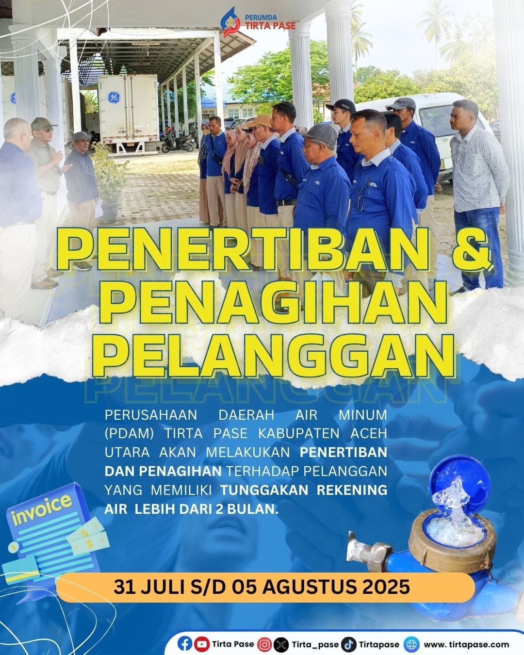 Perumda Tirta Pase Aceh Utara Lakukan Penertiban dan Penagihan, Pelanggan Menunggak Diingatkan Segera Melunasi Tunggakan